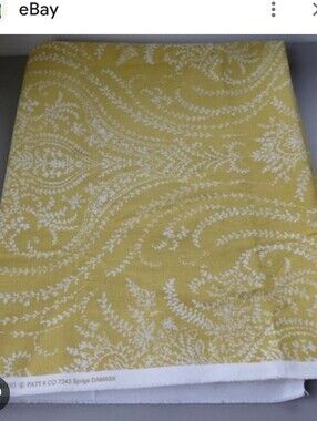 Michael Miller Yellow Sprigs Damask Fabric - Floral Bedding Textile